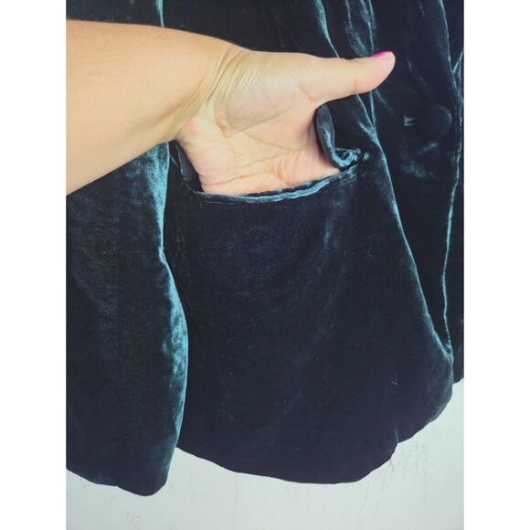 Zara Women Dark Green Velvet Lined 1 Button Single Breasted Blazer size Large - Picture 9 of 10